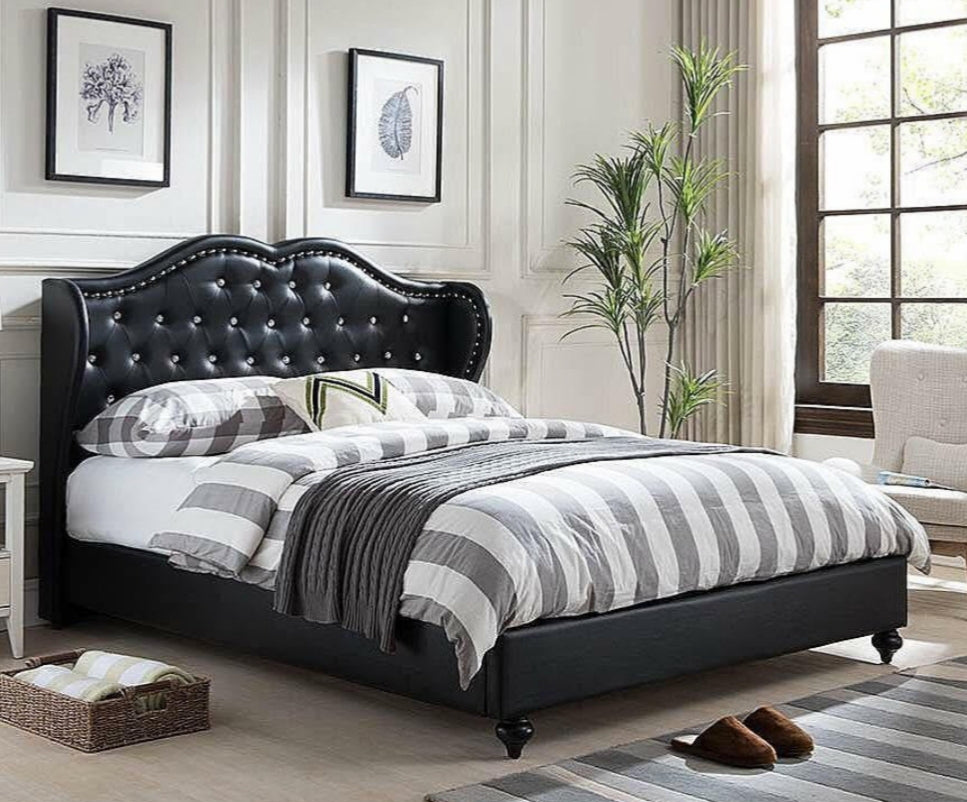 Paradise Black PU Platform Bed Queen