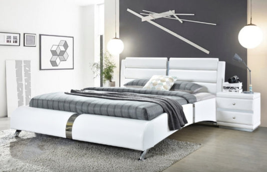 Vegas White Platform Queen Bed