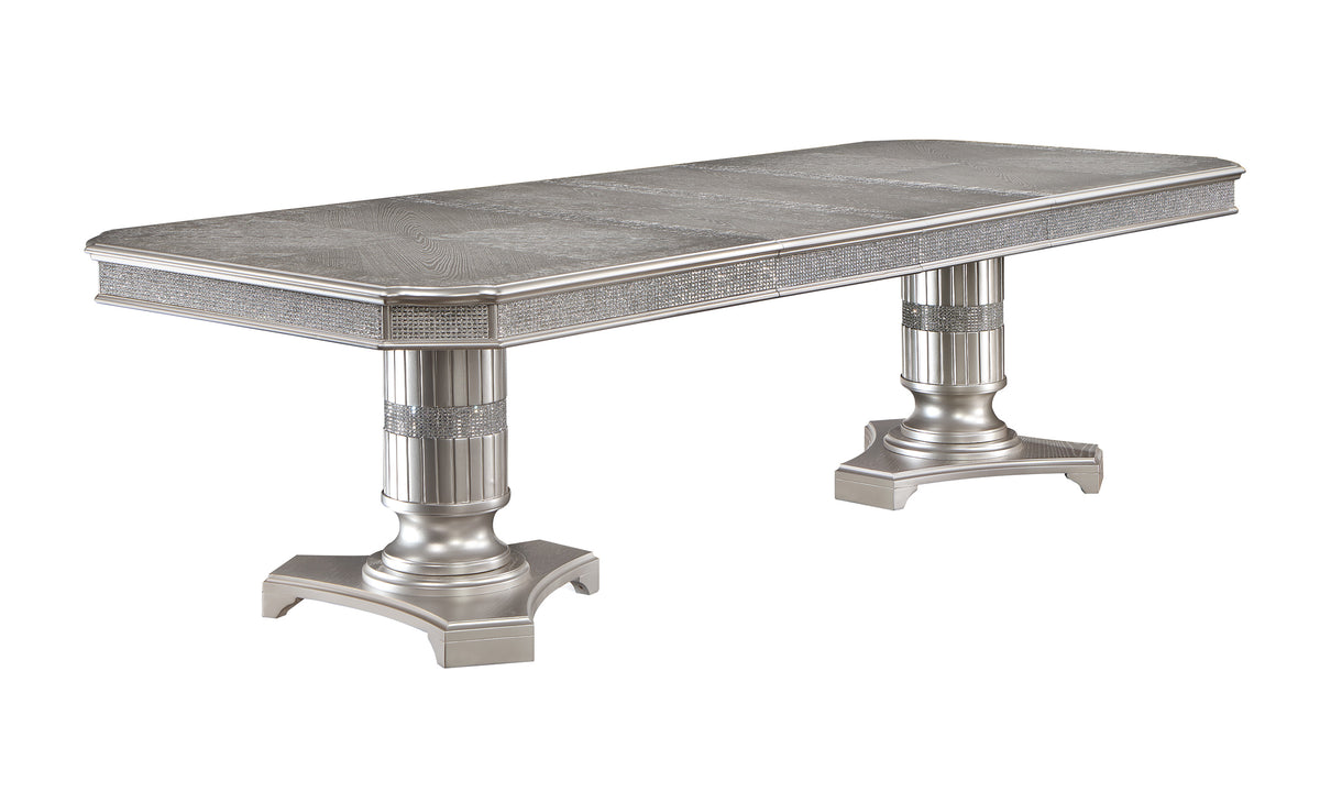 Klina Silver Champagne Double Pedestal Dining Set 2200