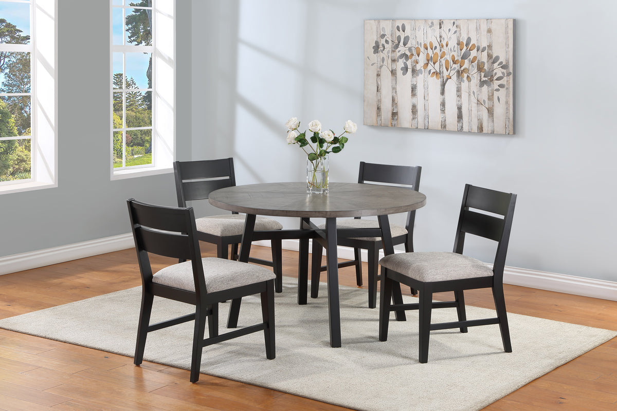 Mathis Black/Gray Round Dining Set 2212