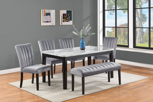 Pascal Gray/White Marble-Top Dining Set 2224