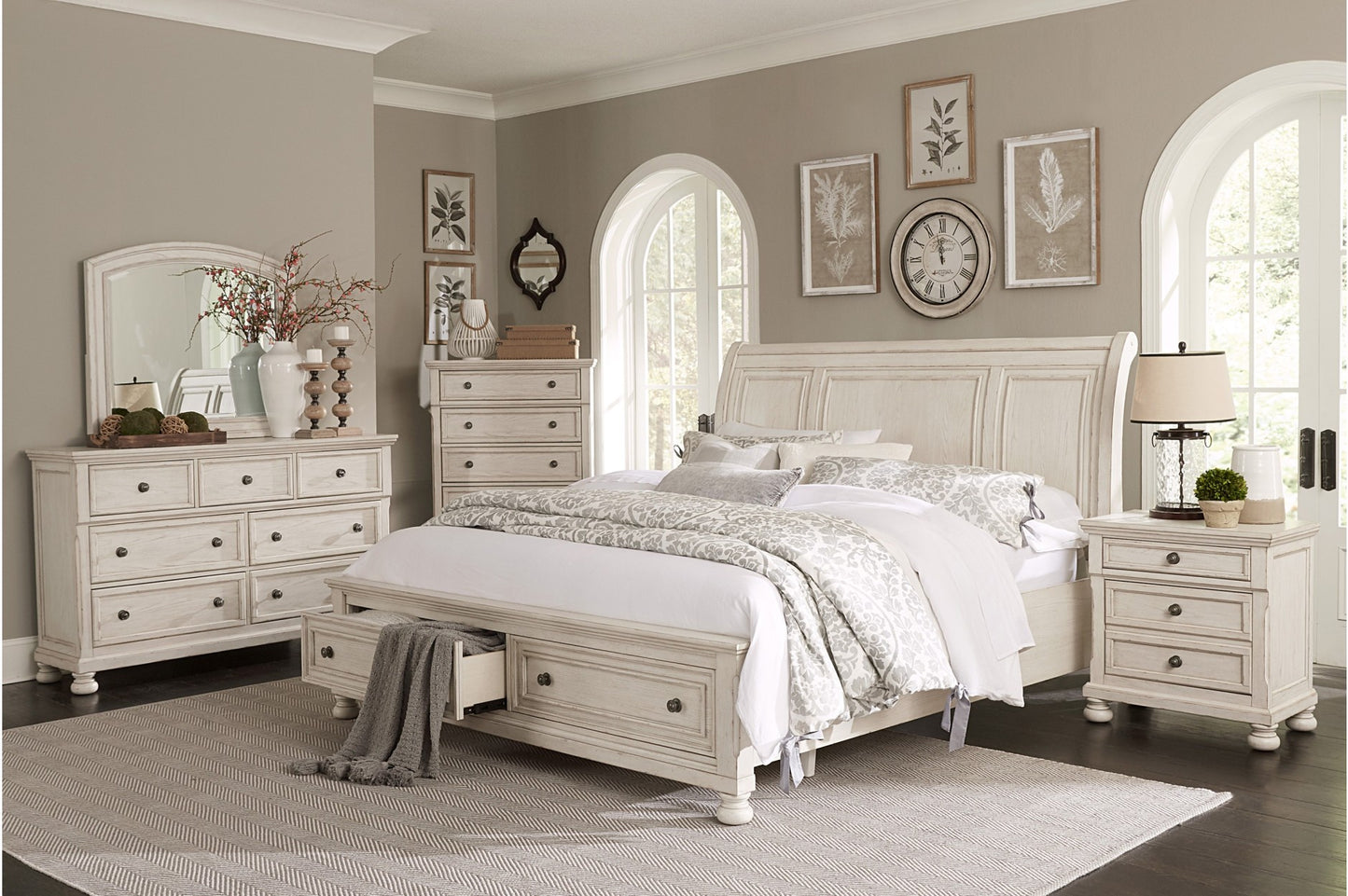 Bethel White Finish Platform Storage Bedroom Set 2259