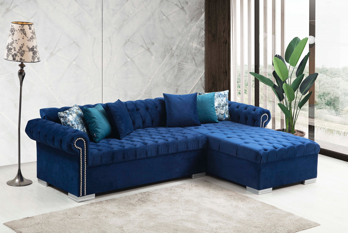 Icarus Blue Velvet Sectional