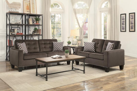 Lantana Chocolate Sofa and Loveseat 9957