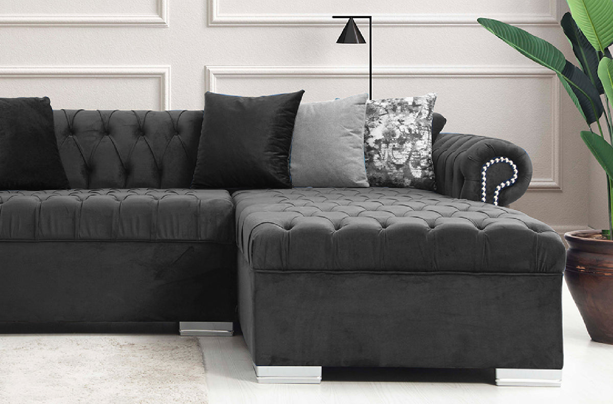 Icarus Black Velvet Sectional