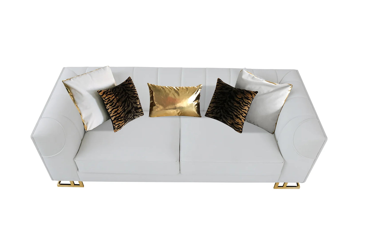 Designer Off White Velvet Sofa and Loveseat S901