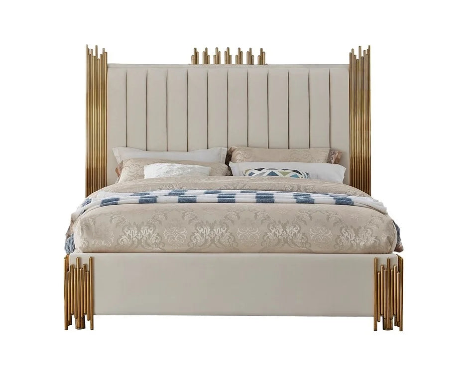 Token Ivory Velvet Queen Platform Bed B840