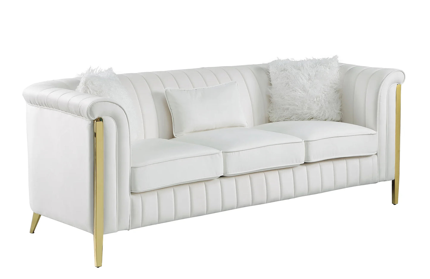 Fara Cream Velvet  Sofa and Loveseat S8288