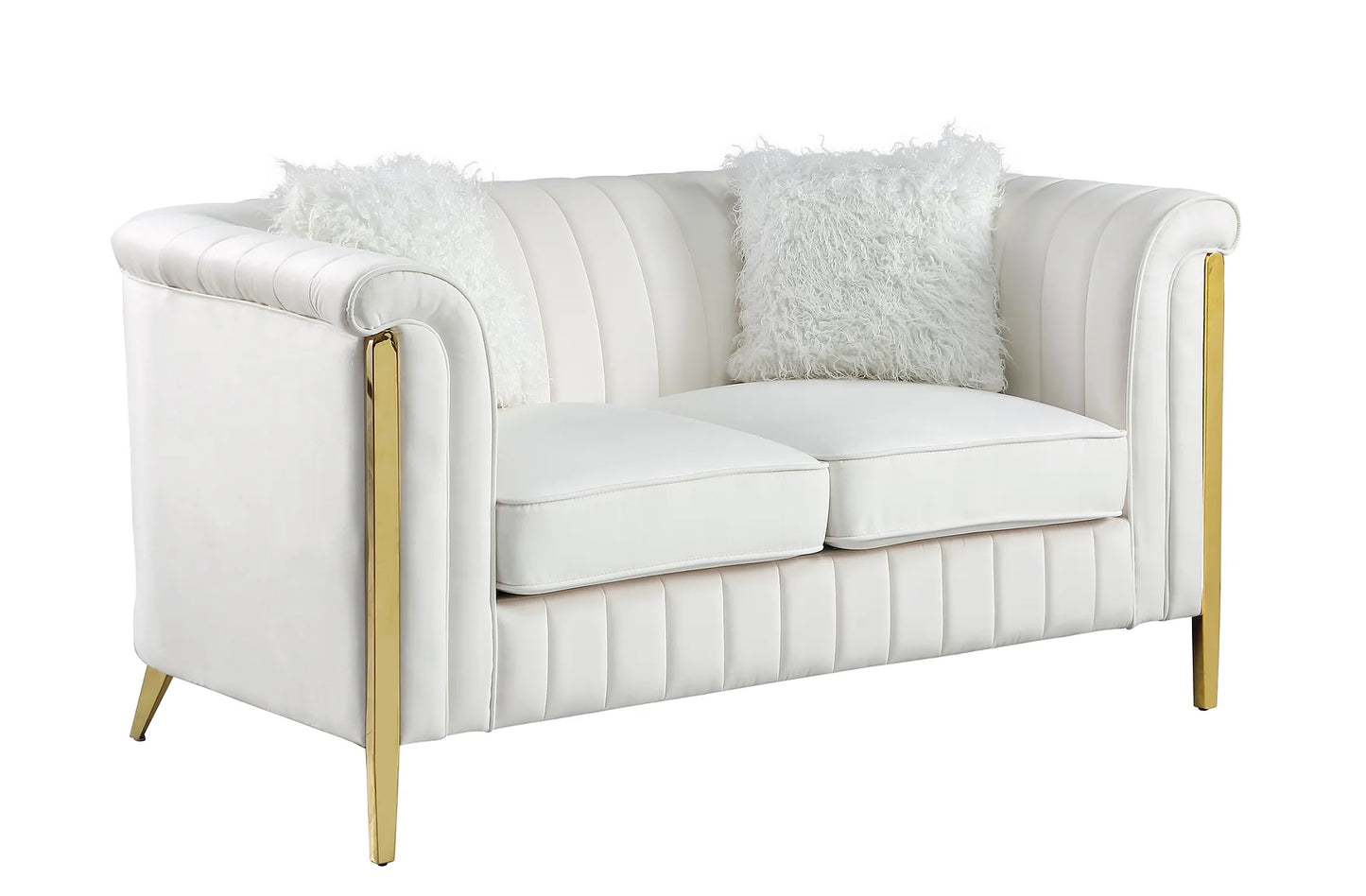 Fara Cream Velvet  Sofa and Loveseat S8288