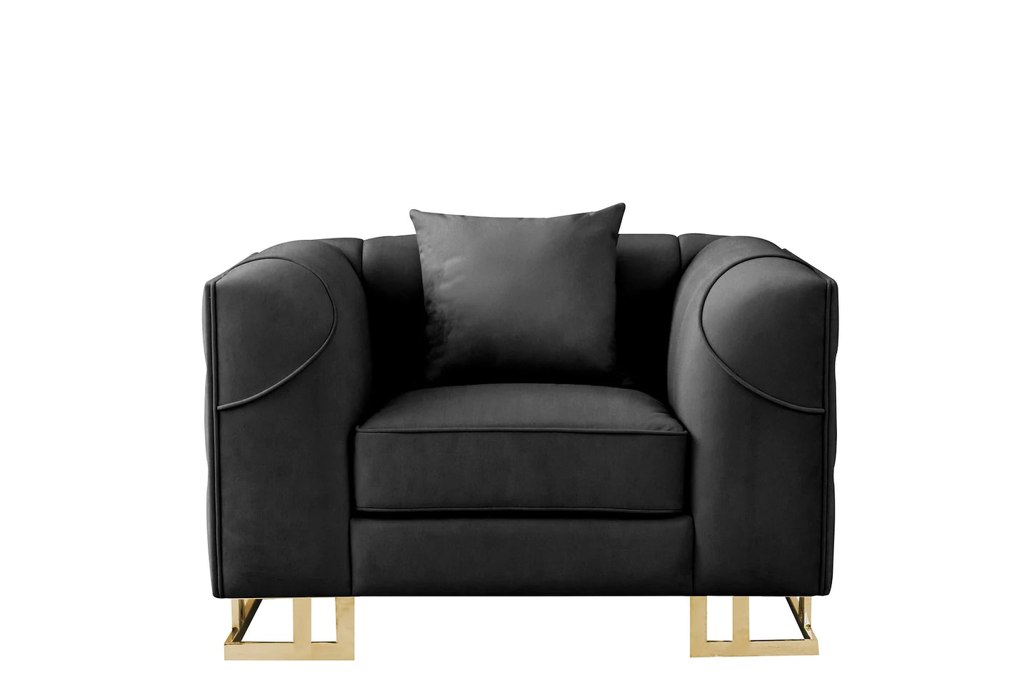 Designer Black Velvet Sofa and Loveseat S902