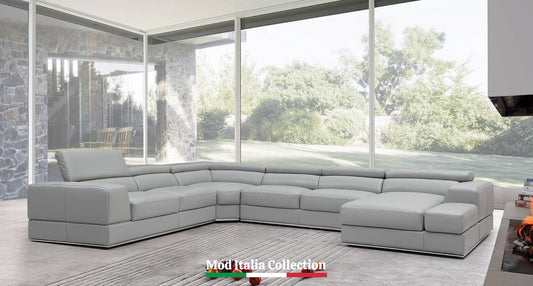 Pella Grey Leather Match  Sectional MI5106