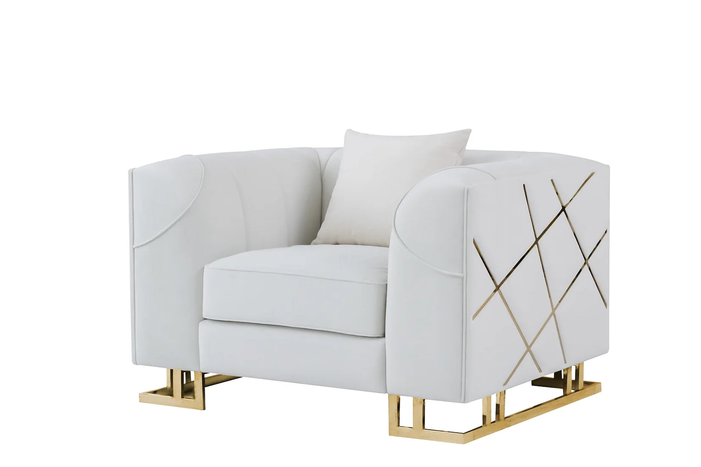 Designer Off White Velvet Sofa and Loveseat S901