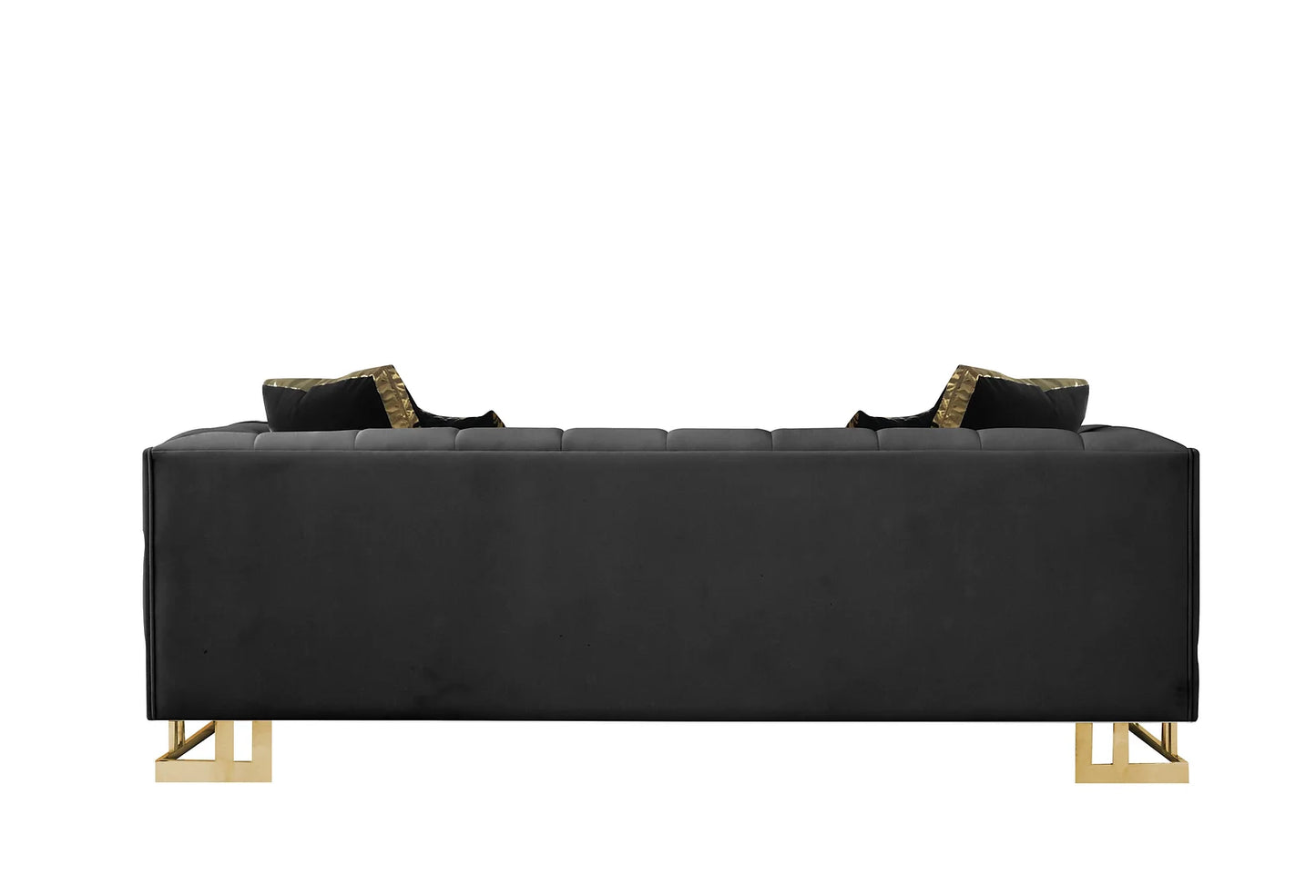 Designer Black Velvet Sofa and Loveseat S902