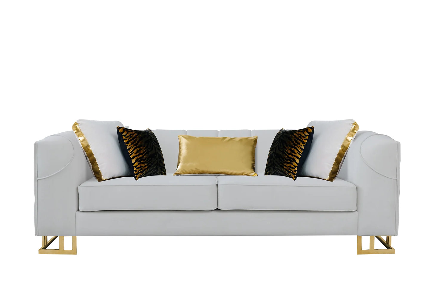 Designer Off White Velvet Sofa and Loveseat S901