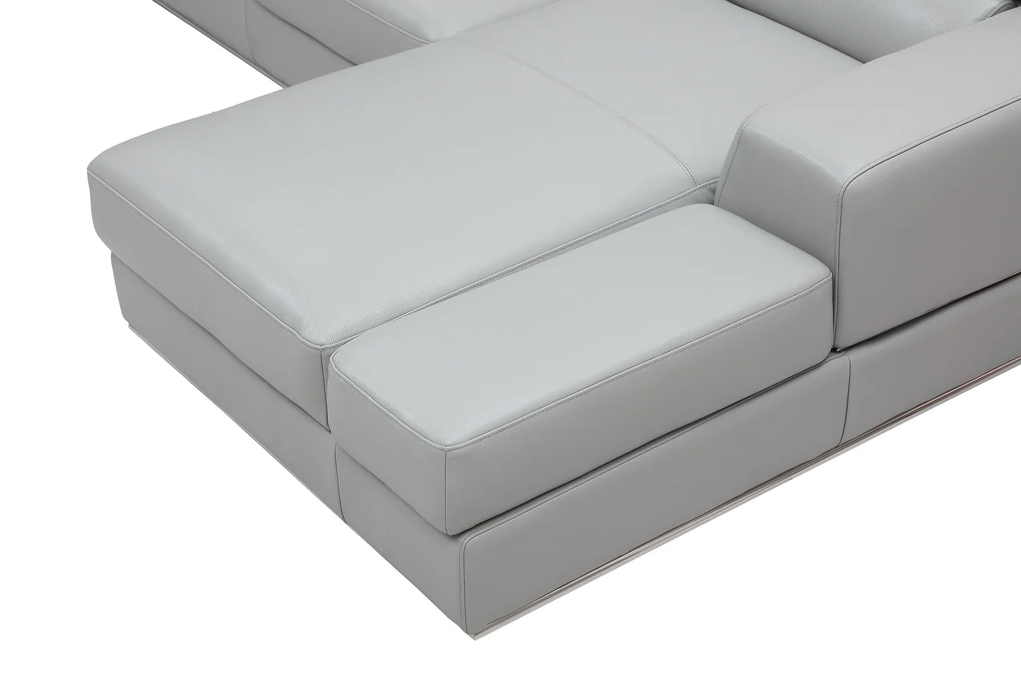 Pella Grey Leather Match  Sectional MI5106