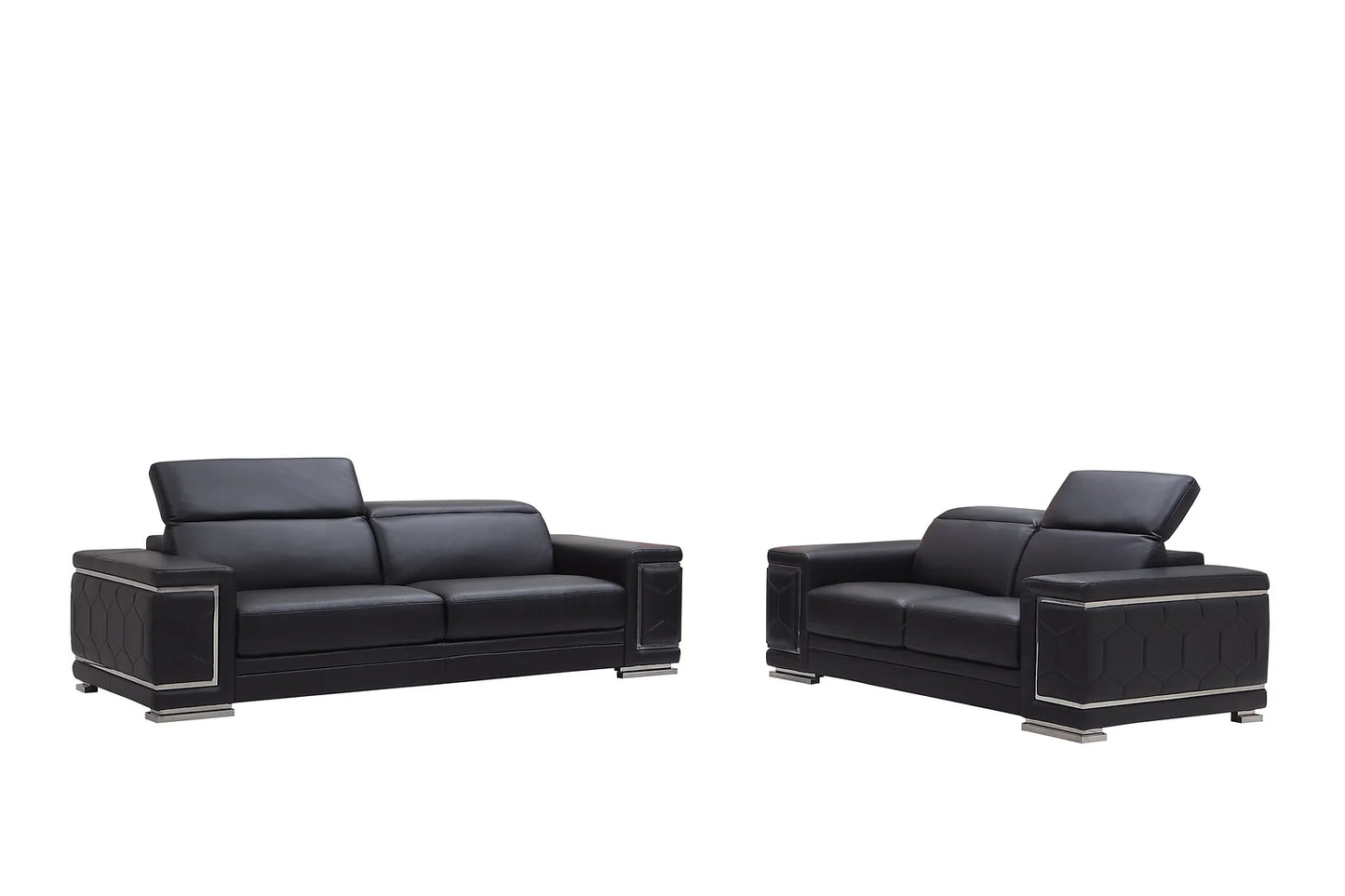 Adrian Black LEATHER MATCH Sofa and Loveseat MI 2205