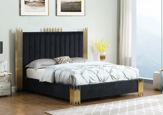 Token Black Velvet King Platform Bed B840