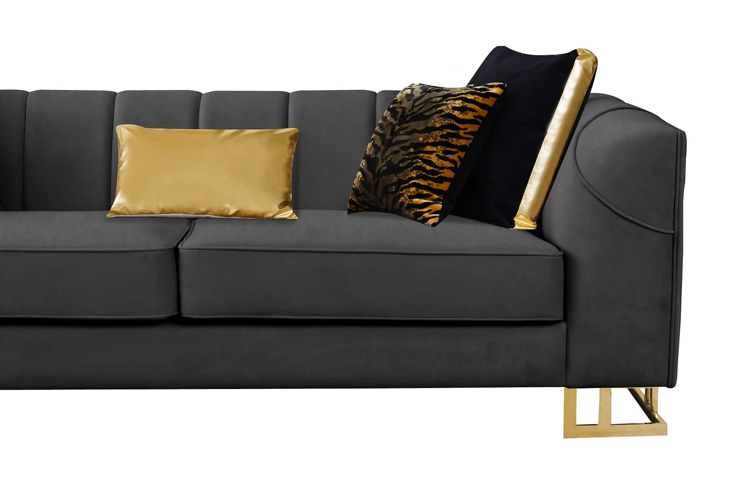 Designer Black Velvet Sofa and Loveseat S902