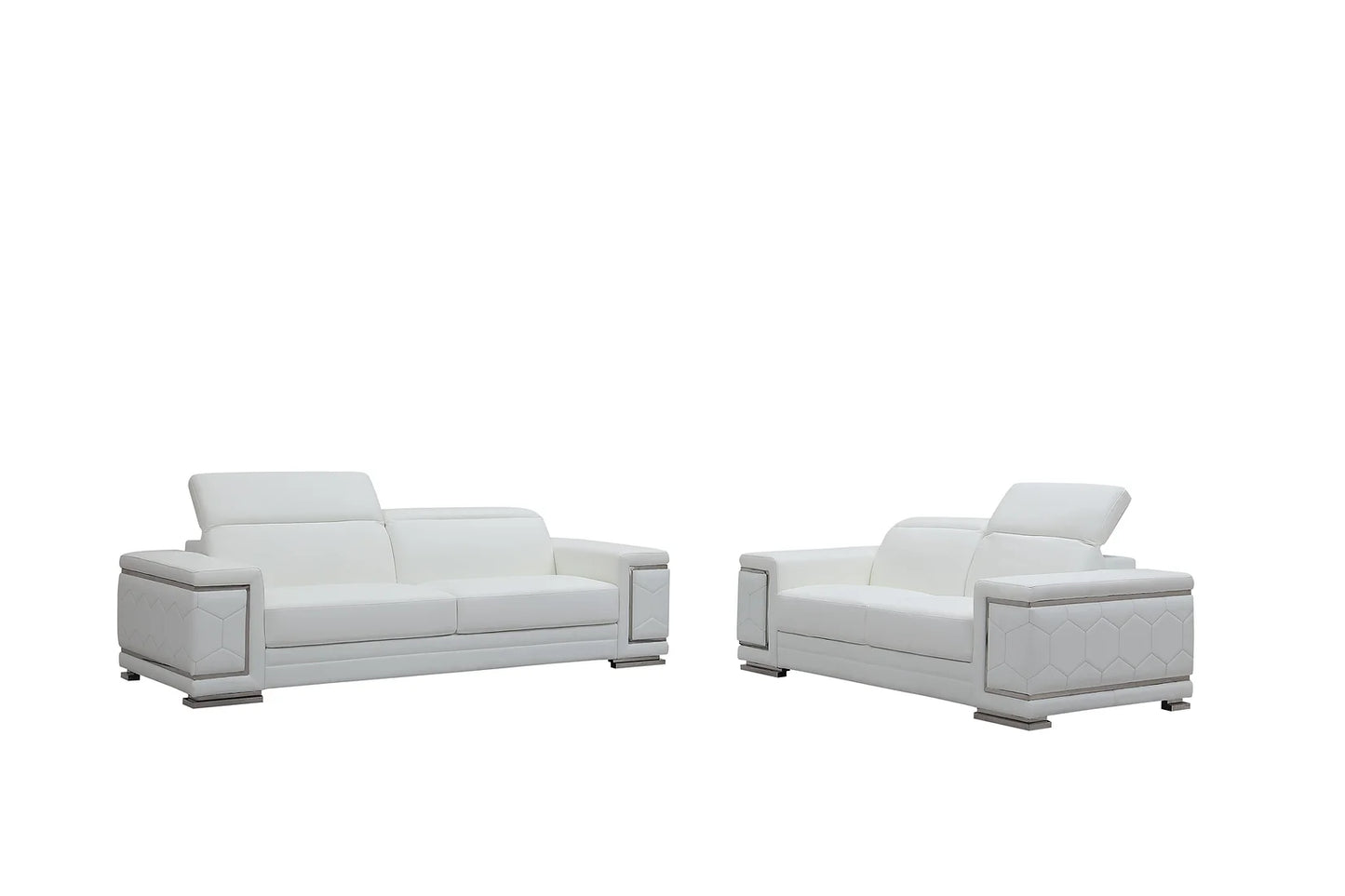 Adrian White LEATHER MATCH Sofa and Loveseat MI 2205