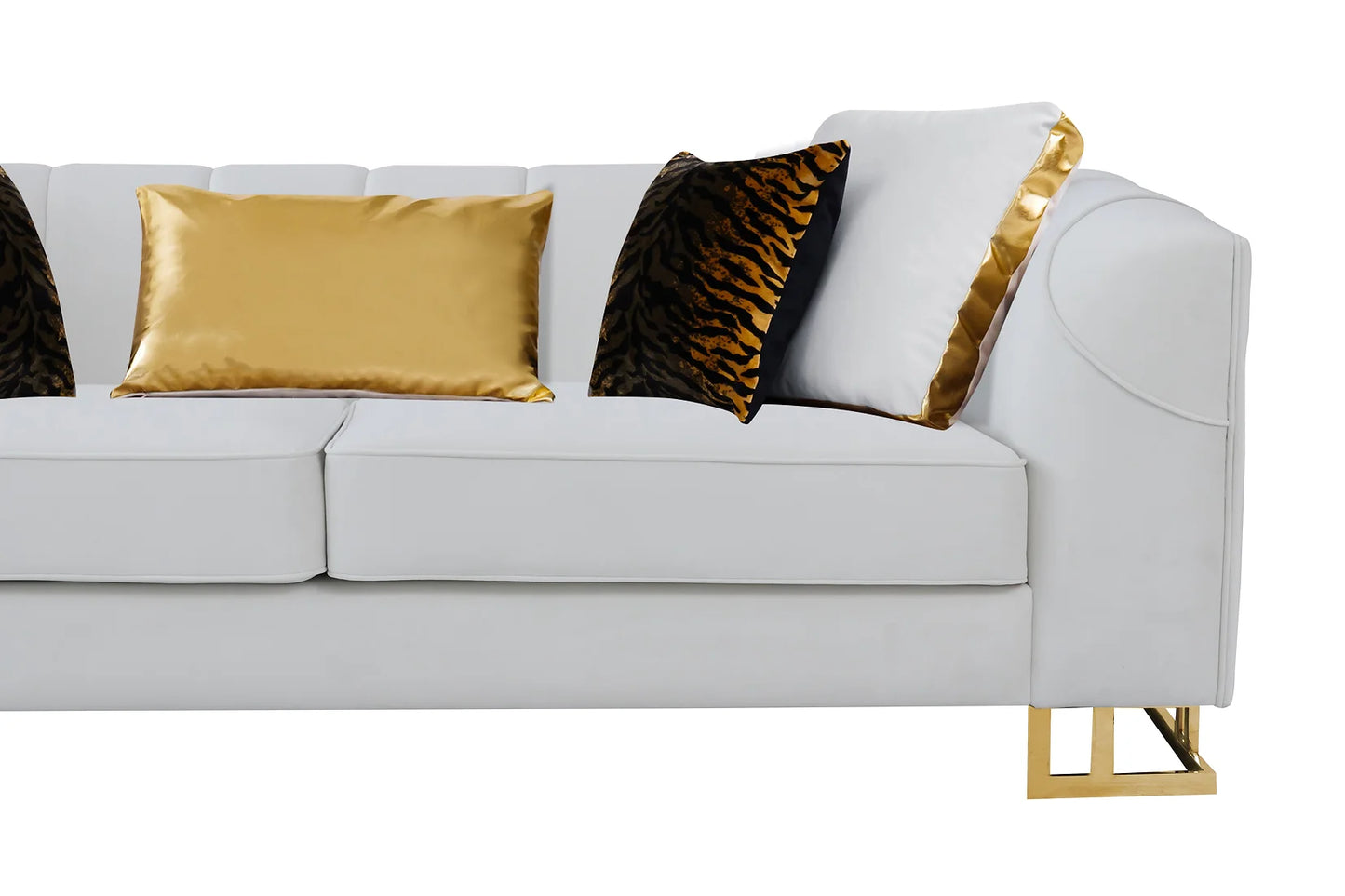 Designer Off White Velvet Sofa and Loveseat S901