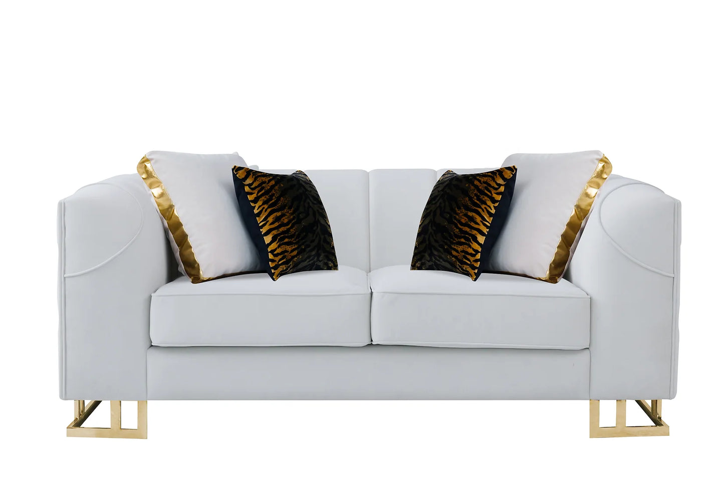 Designer Off White Velvet Sofa and Loveseat S901