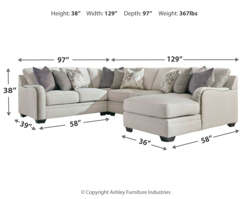 Dellara Chalk 4pc RAF Chaise Sectional 32101