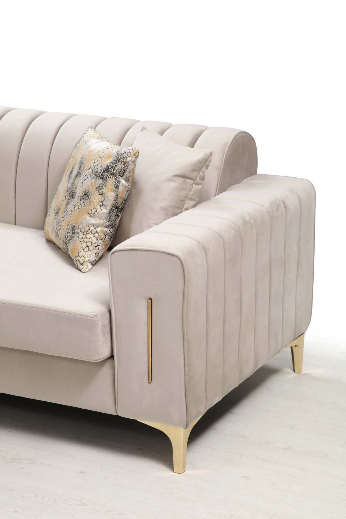 Linea Cream Velvet Sofa & Loveseat