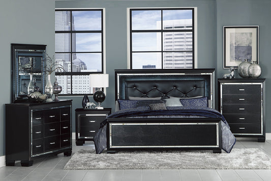 Allura Black LED Panel Bedroom Set 1916 - Harwin Furniture