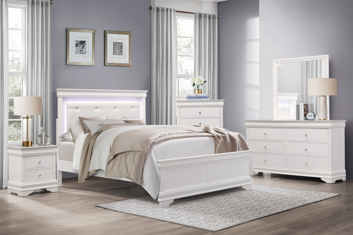 Lana White LED Upholstered Panel Youth Bedroom  Set 1556