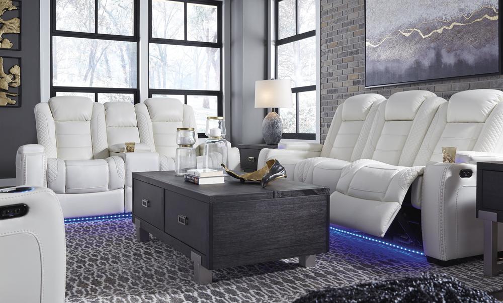 Party Time White LED/POWER Reclining  Sofa and Loveseat 37004