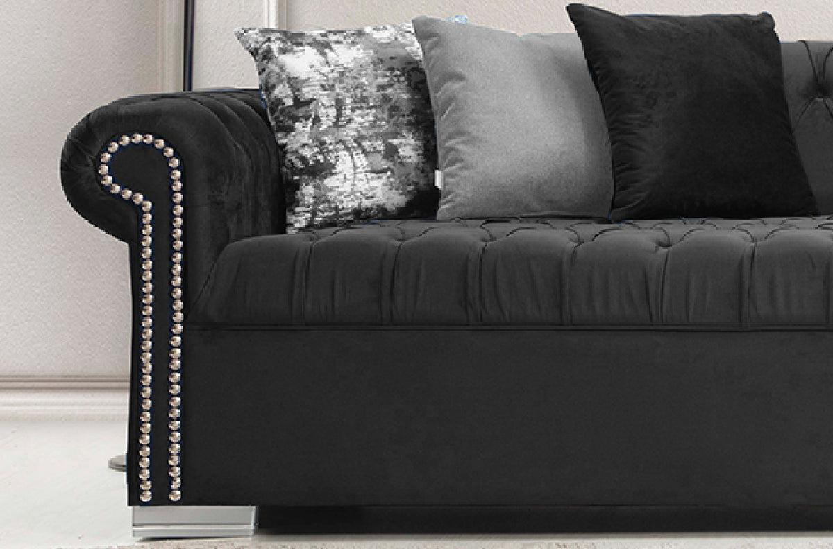 Icarus Black Velvet Sectional