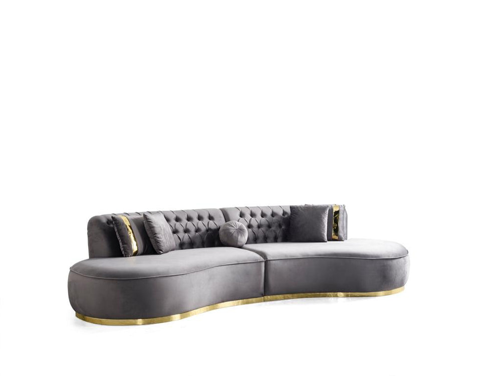 Ella Velvet Gray Curved 130" Sectional