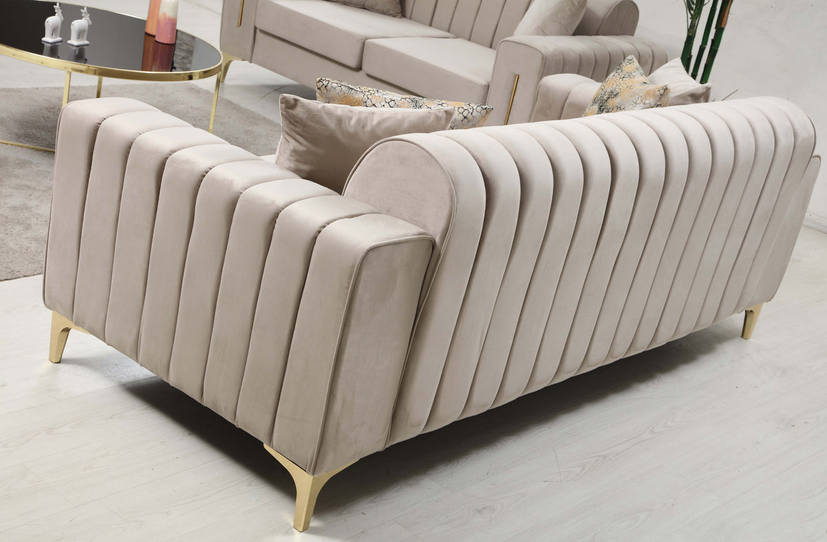 Linea Cream Velvet Sofa & Loveseat