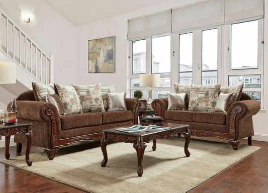 Chocolate Fabric Sofa and Loveseat 4620