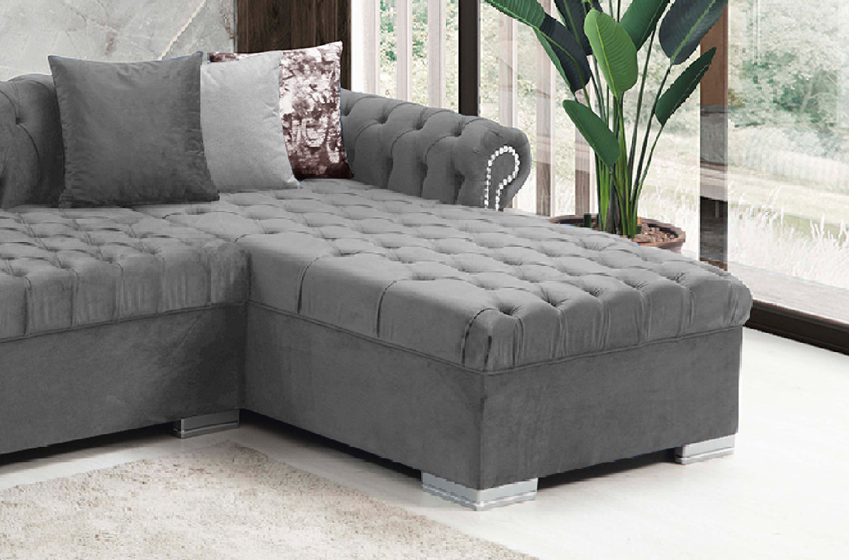 Icarus Gray Velvet Sectional