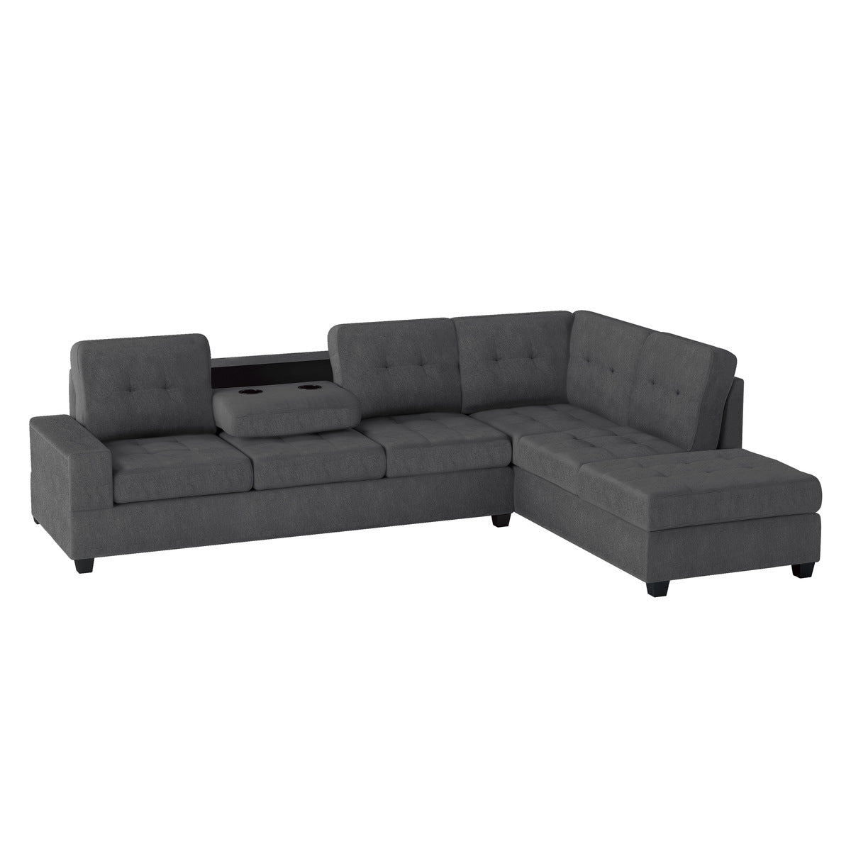 Heights Gray Reversible Sectional with Storage Ottoman