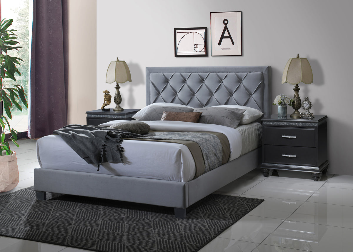 Danzy Gray Queen Upholstered Panel Bed 5092