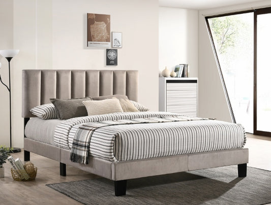 LYRIC QUEEN PLATFORM BED GREY VELVET 5155