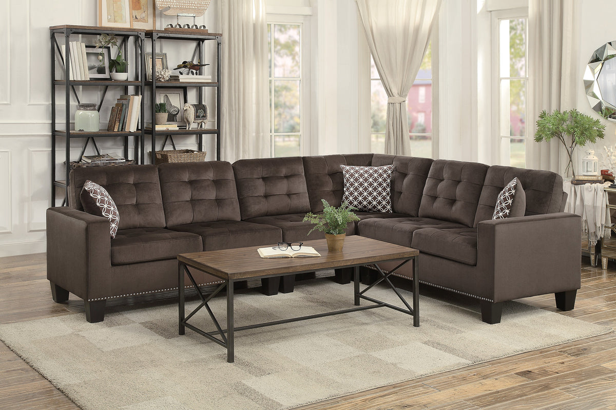 Lantana  Chocolate Reversible Sectional Sofa 9957