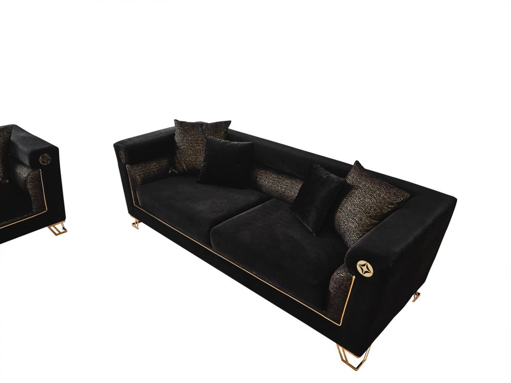 Diamond Black Velvet Sofa & Loveseat