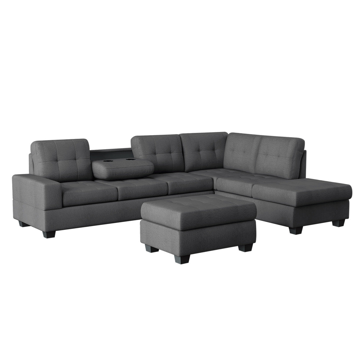 Heights Gray Reversible Sectional with Storage Ottoman