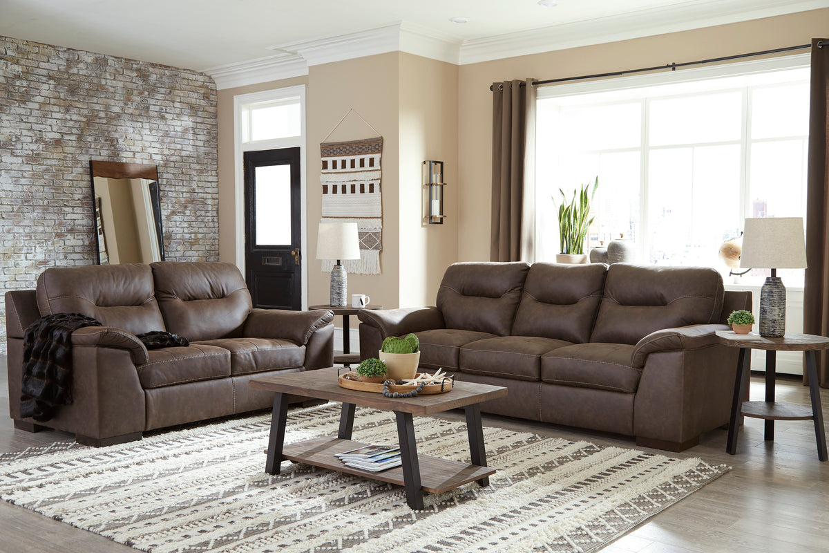 Maderla Walnut Sofa and Loveseat| 62002