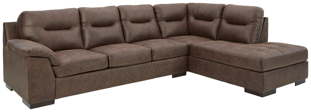 Maderla Walnut 2-Piece Sectional with Chaise | 62002S2