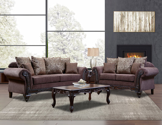 Oyster Fabric Sofa and Loveseat Set 7600