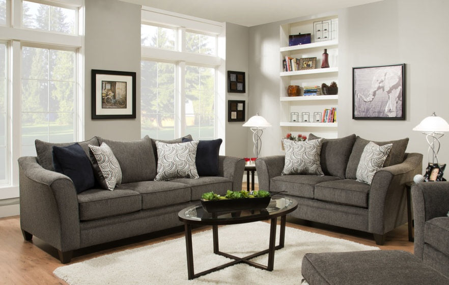 Lane Pewter Sofa and Loveseat 6485