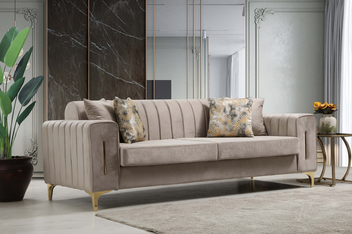 Linea Cream Velvet Sofa & Loveseat