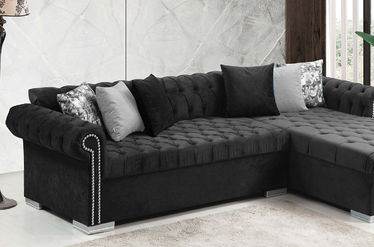 Icarus Black Velvet Sectional