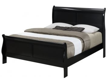 Louis Philip Black Queen Sleigh Bed