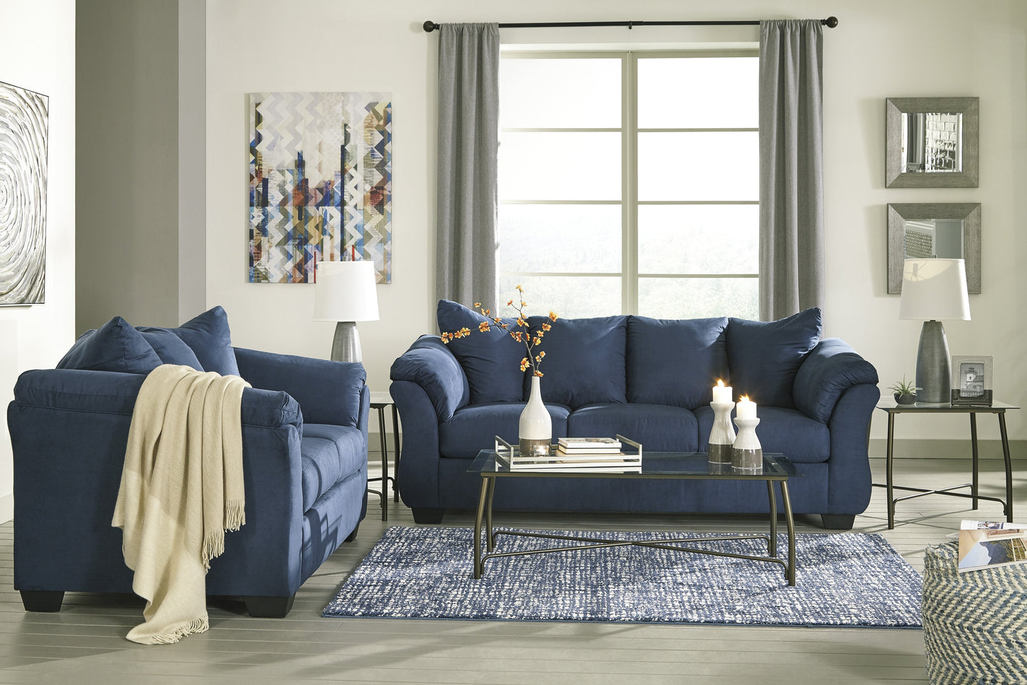 Darcy Blue Living Room Set 75007