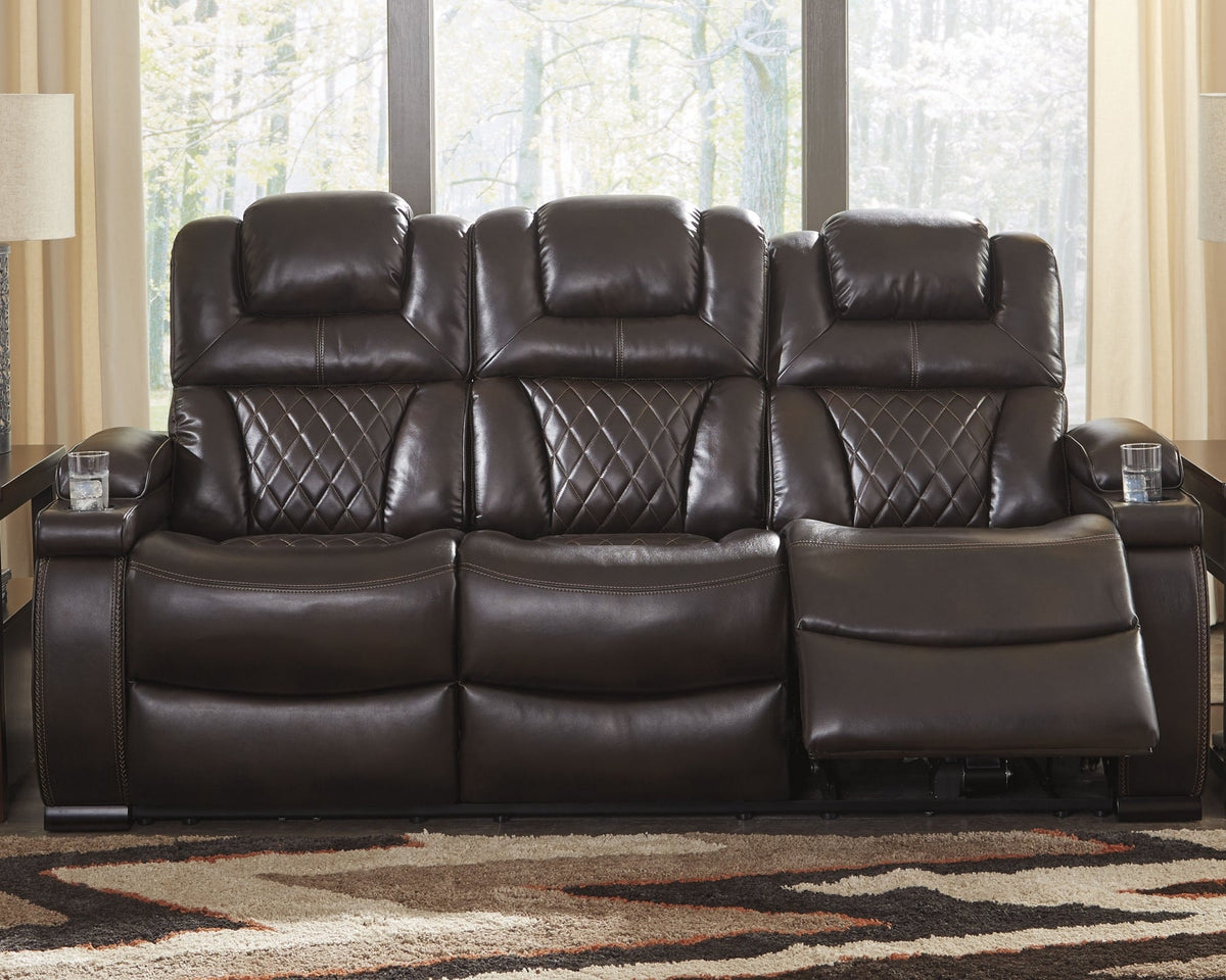 Warnerton Chocolate POWER Reclining Sofa and Loveseat 75407